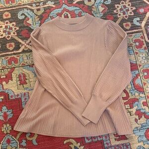 Ann Taylor Ribbed Long Sleeve Top - Dusty Pink